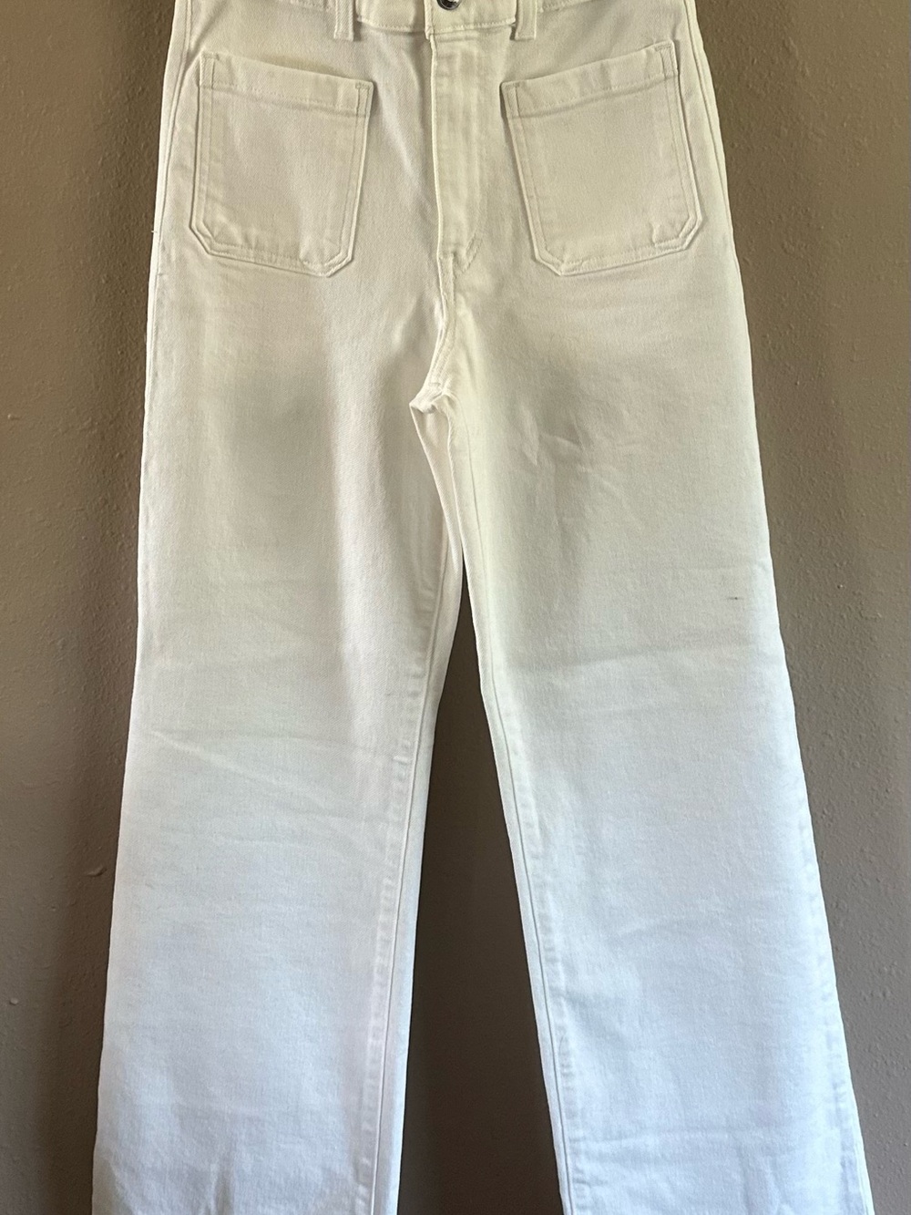 NWT Madewell The Emmy Wide Leg Jean White Patch Pocket Denim Size 26